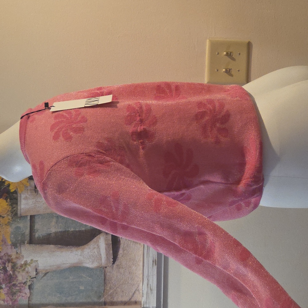 NWT-  Zara Pink Floral Sweatshirt - Picture 6 of 10